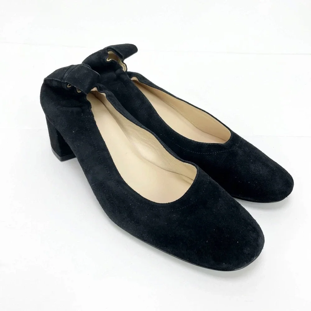 Everlane Womens The Italian Leather Day Heel Size 5.5 Black Suede NWOB